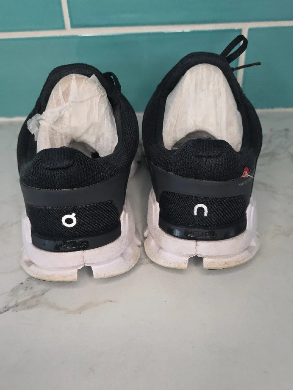 On Running Women's Black and White Cloudfoam Athletic Shoes